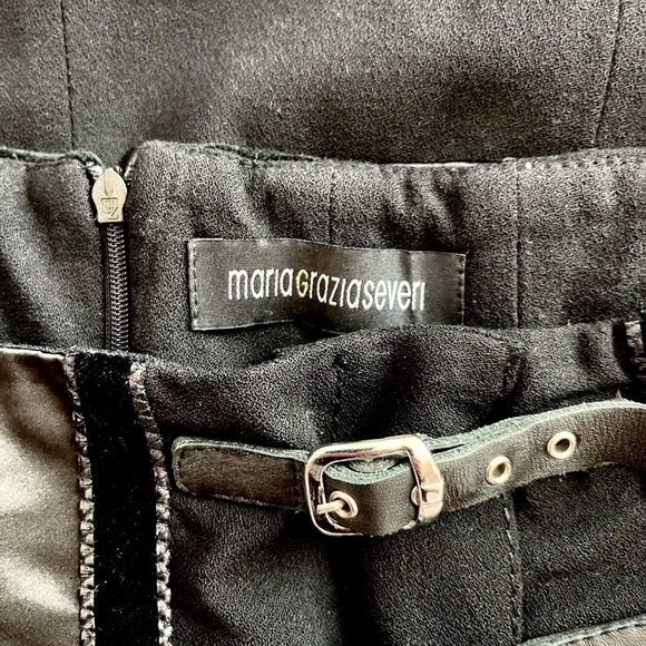 Women Skirt MARIA GRAZIA SEVERI Italian Black Bustier Skirt Front Slit MidiSkirt - Picture 7 of 7